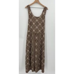 J Jill Dress Womens 3X Brown Floral Maxi Sleeveless Stretch Vacation Party